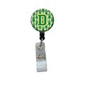 Carolines Treasures Letter D Football Green and Gold Retractable Badge Reel CJ1069-DBR